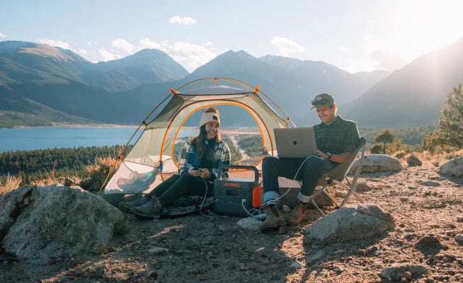 Jackery solar generator at a camping setup