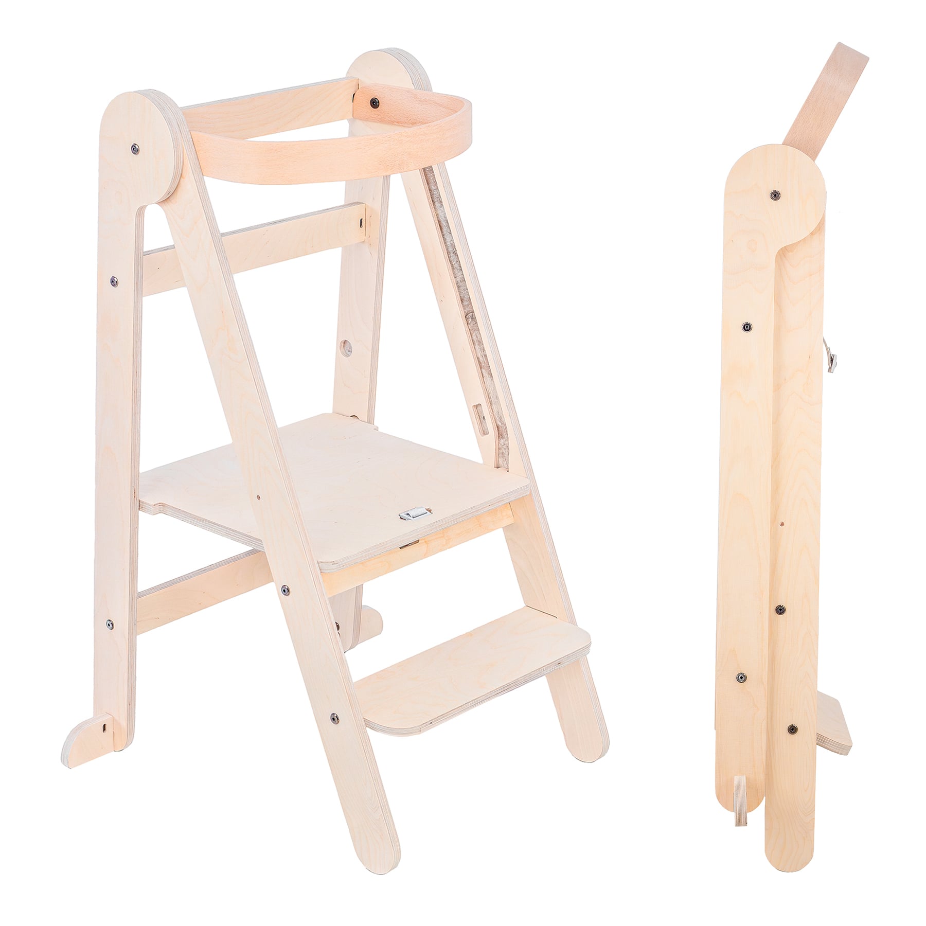 MamaToyz folding learning tower in natural beech wood