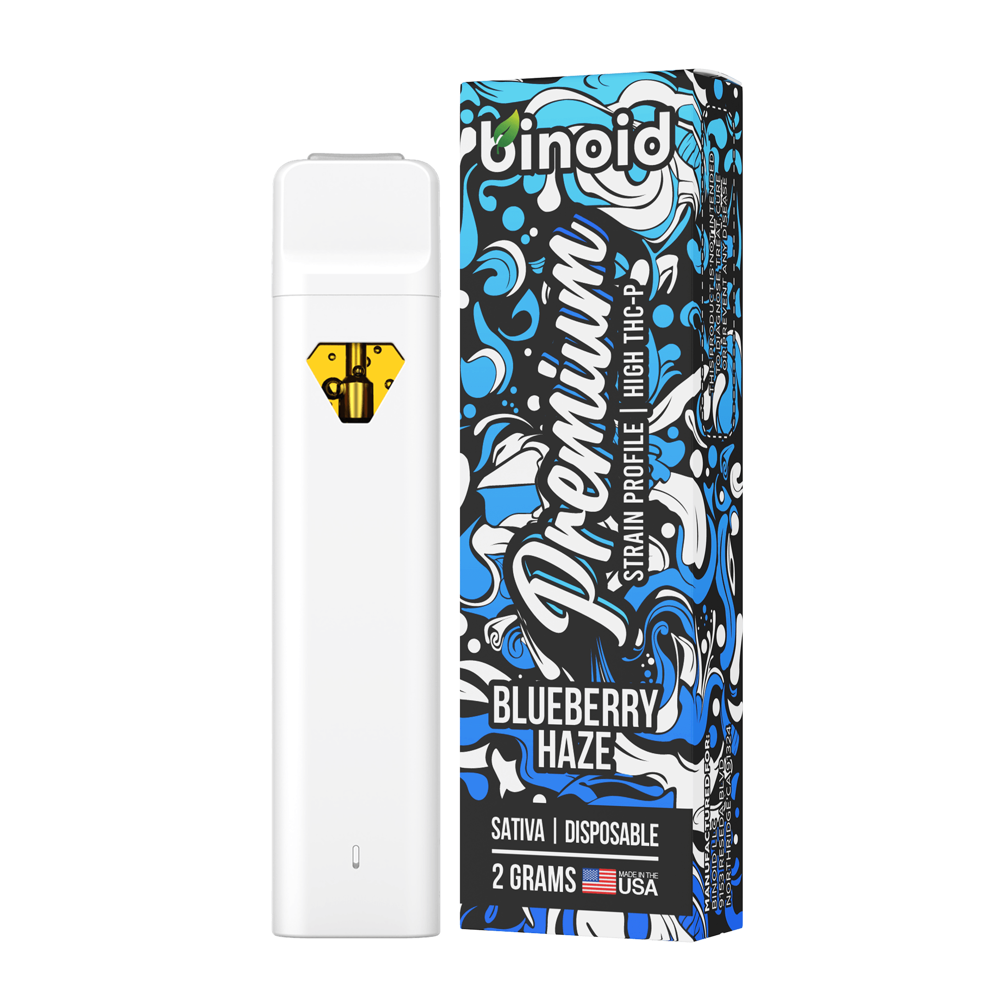 Binoid CBD High THC-P disposable vape in the Blueberry Haze strain
