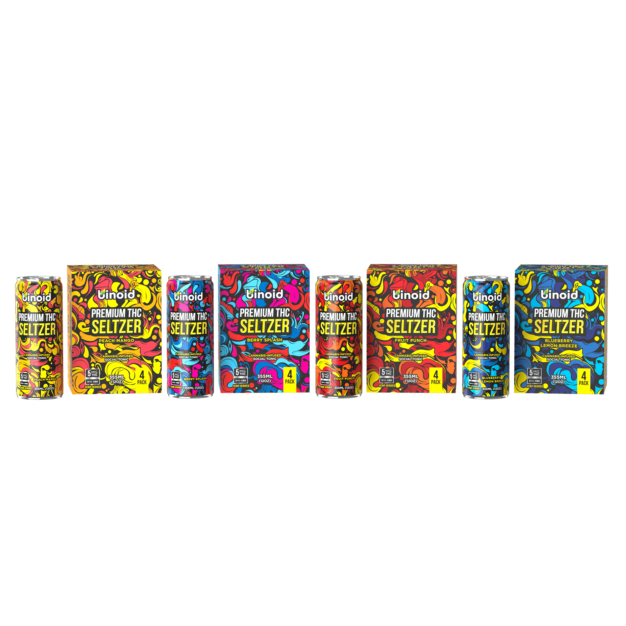 Binoid CBD THC Seltzer cans in the Good Vibes bundle