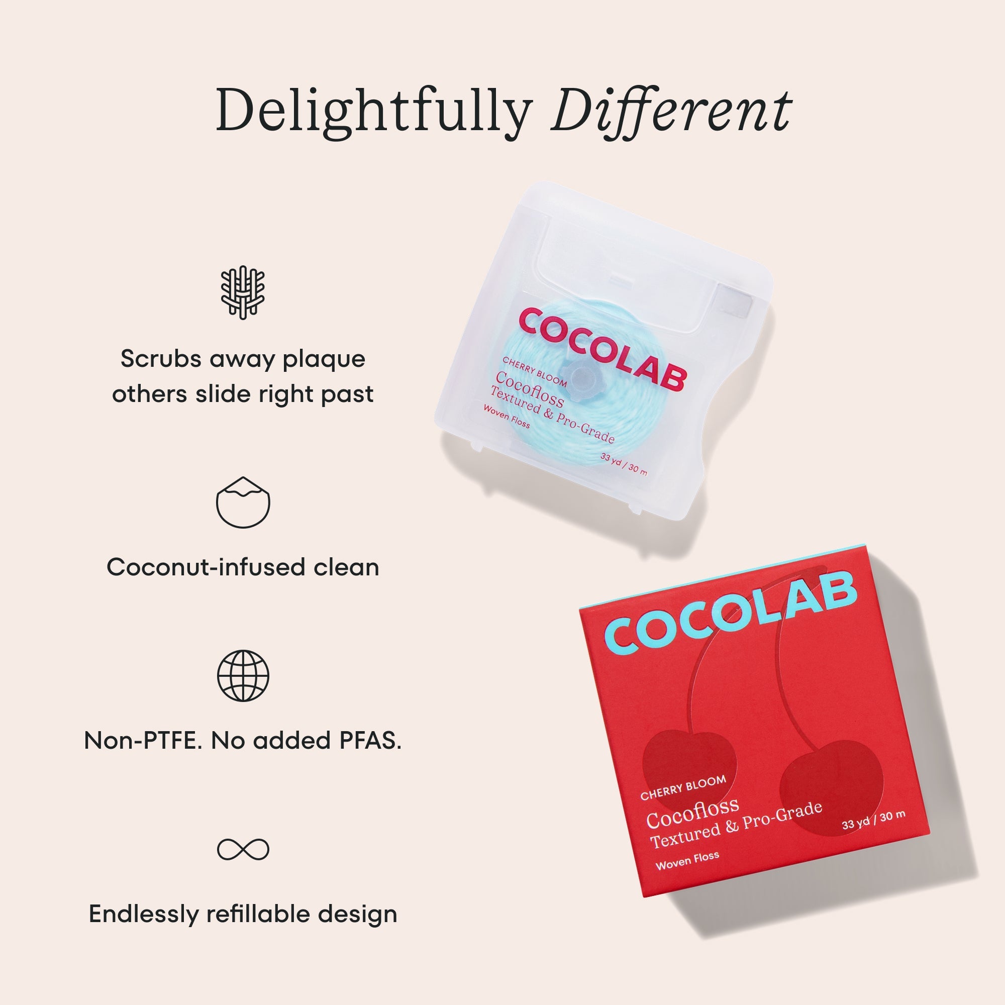 Cherry Bloom Cocofloss dental floss spool