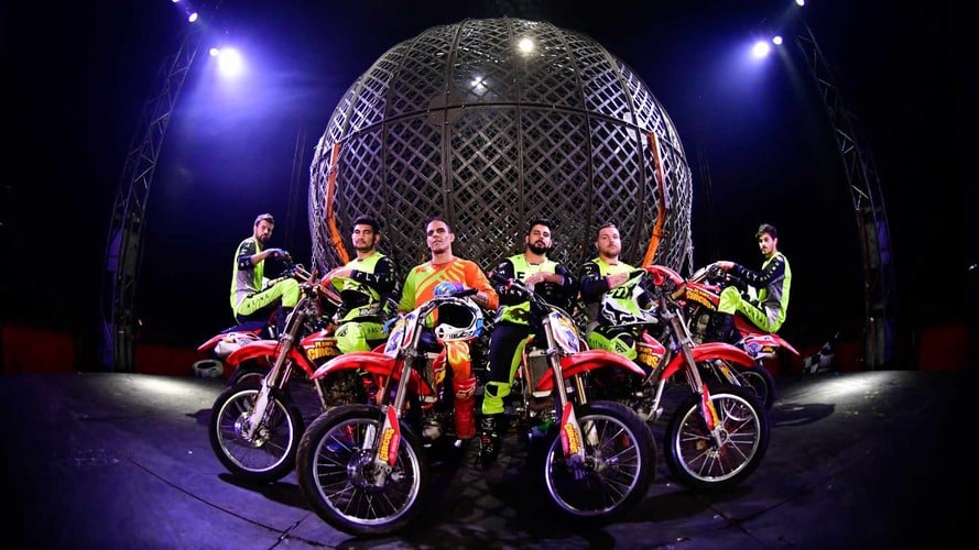 Motorcyclists performing at Planet Circus