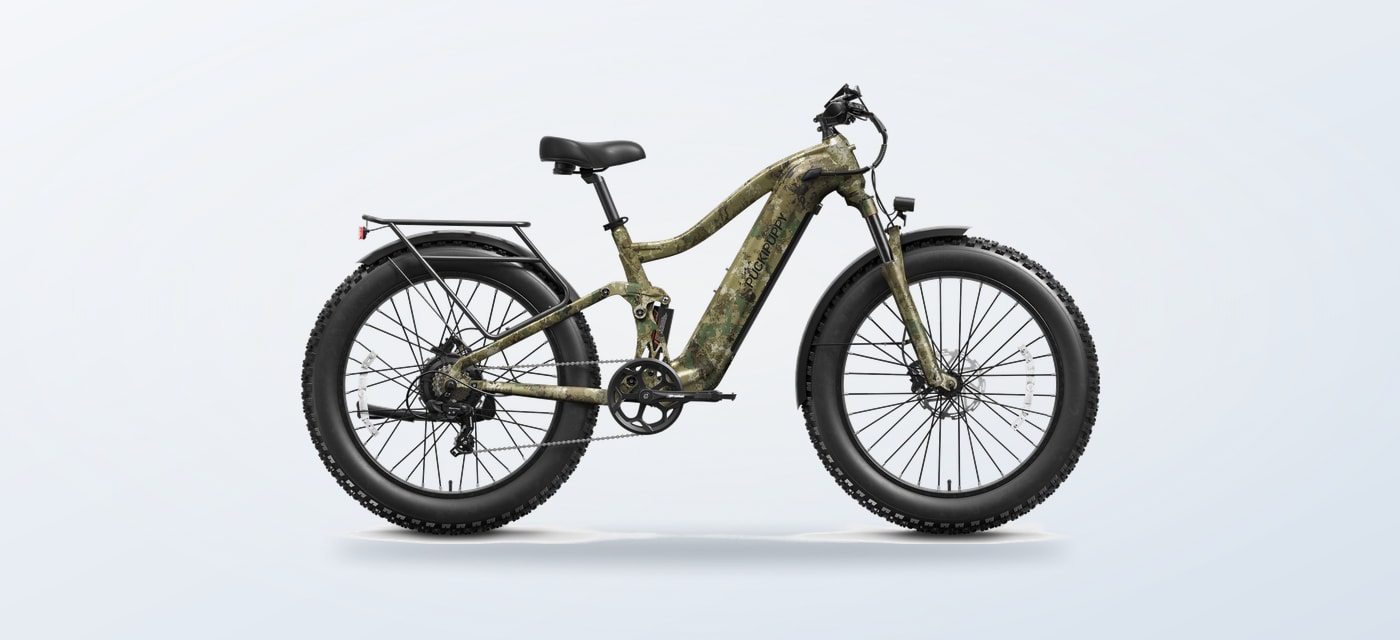Puckipuppy Boxer electric bike in forest camouflage