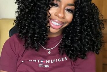 Natural black bouncy curly crochet human hair extension