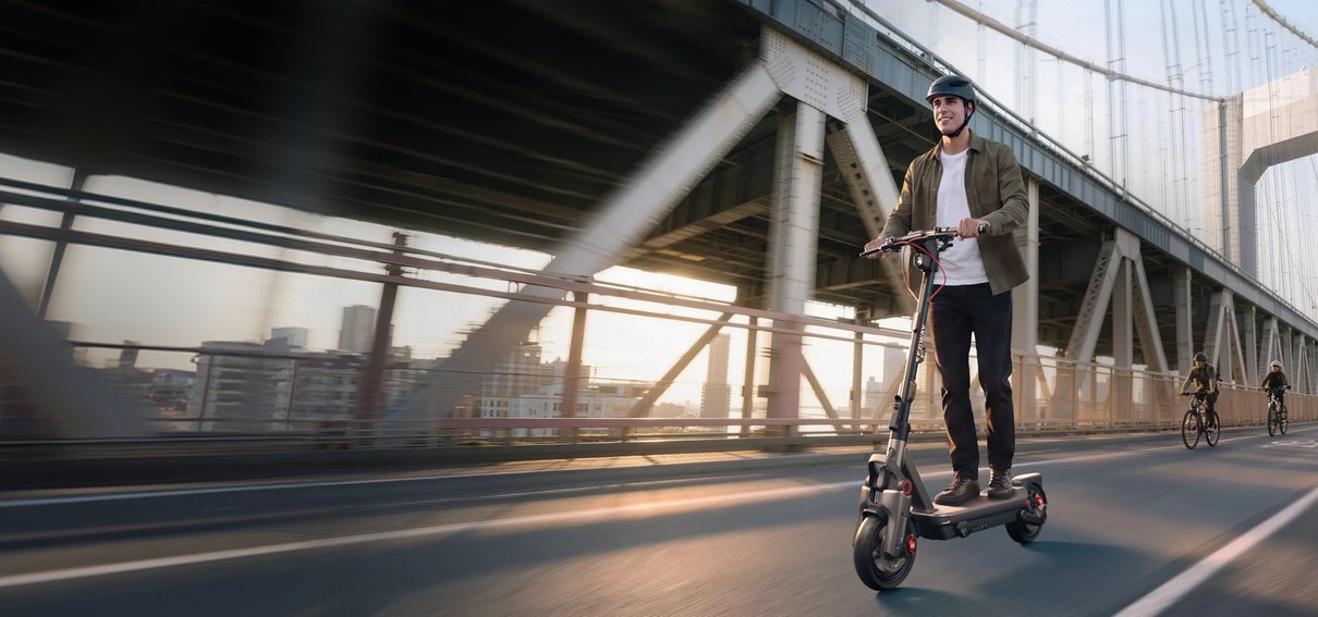 Segway MAX G3 Plus electric scooter in an urban riding scene