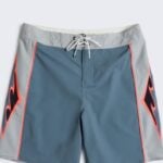 Grey New Wave Pro boardshorts shown from the front