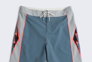 Grey New Wave Pro boardshorts shown from the front
