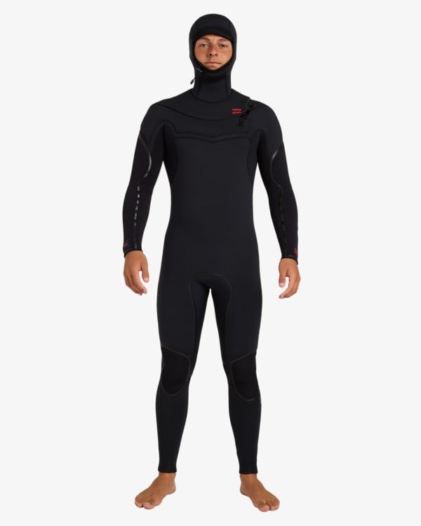 Black Billabong hooded chest-zip wetsuit