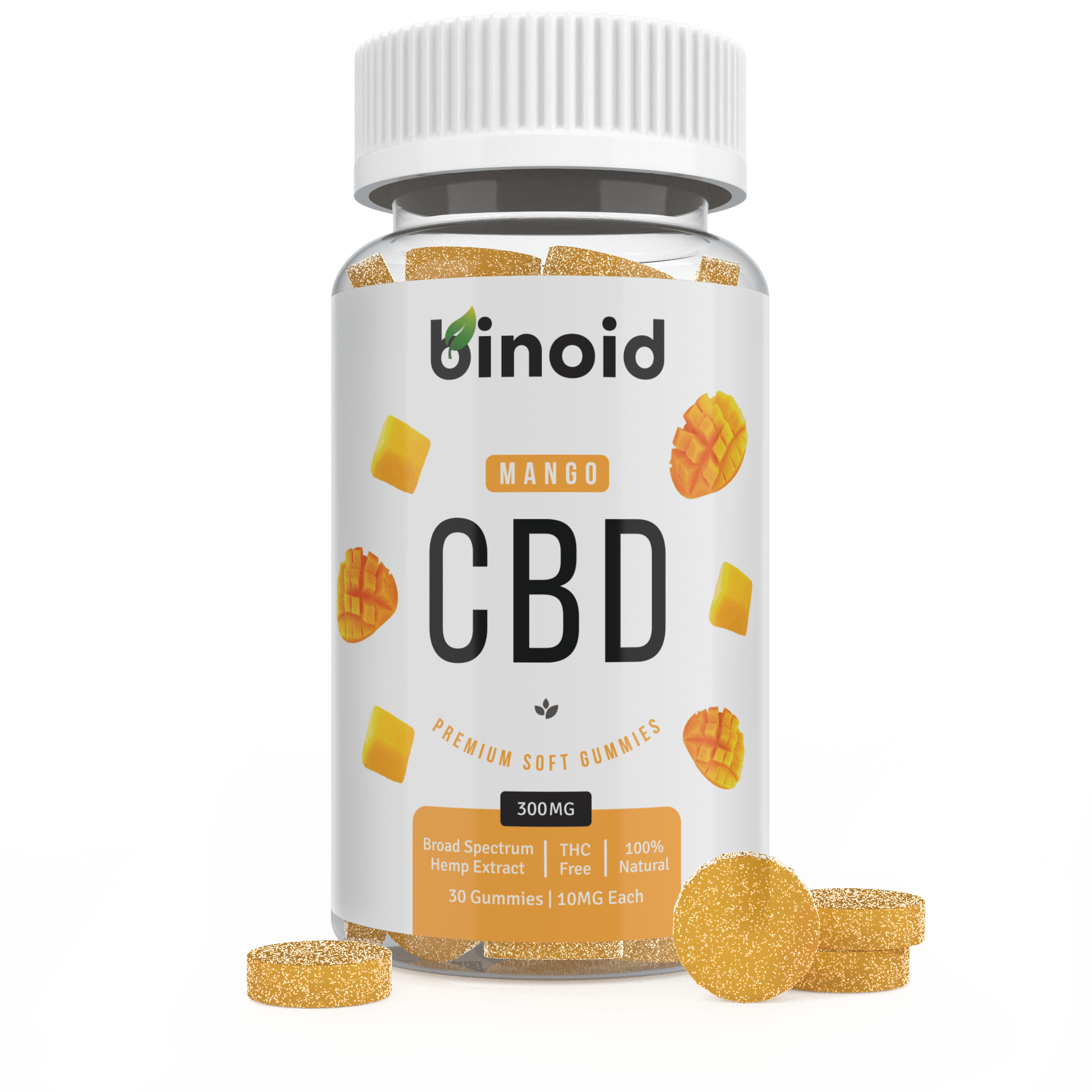 Binoid mango CBD gummies bottle