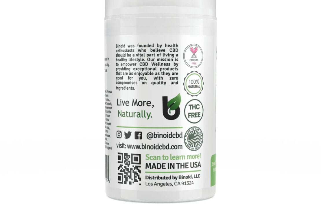 Binoid CBD Healing Cream jar photographed from the side