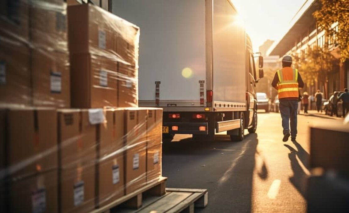 Building materials delivery scene for a home improvement project