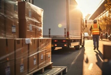 Building materials delivery scene for a home improvement project