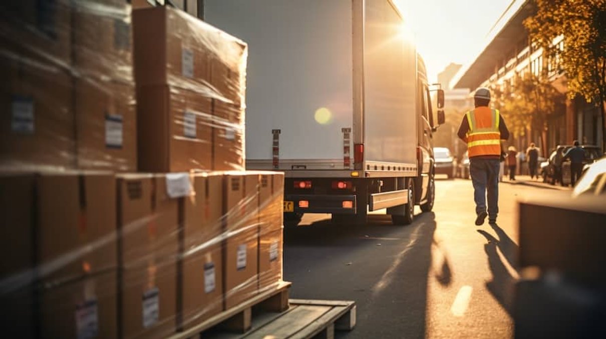 Building materials delivery scene for a home improvement project