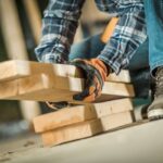 Building materials arranged for a trade project