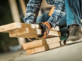 Building materials arranged for a trade project