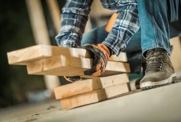 Building materials arranged for a trade project