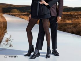 Twee mensen in herfstkleding in een landschap