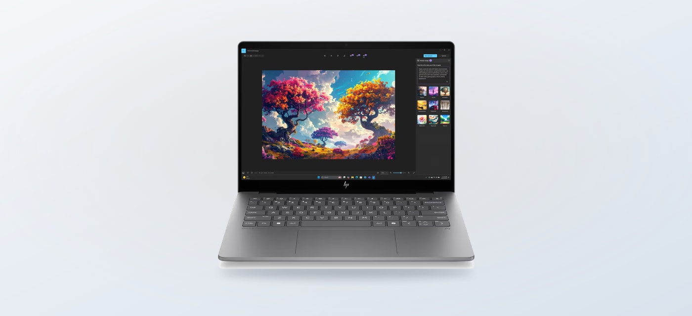 Silver HP OmniBook 7 laptop shown from the front