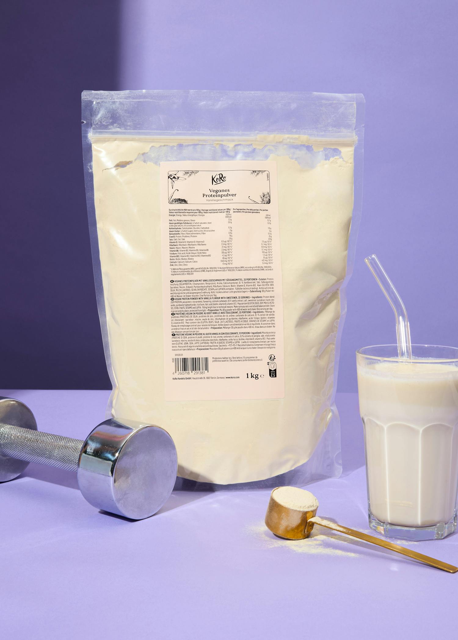 Packung veganes Proteinpulver Vanille von Korodrogerie