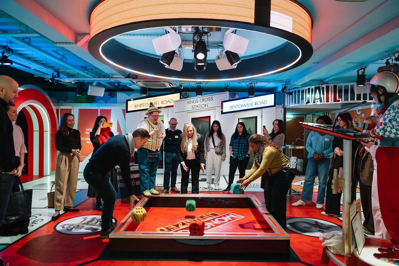 Visitors taking part in a group session at Monopoly Lifesized