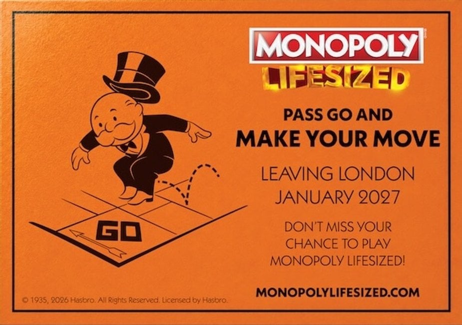 Monopoly Lifesized last chance campaign image with board game setting