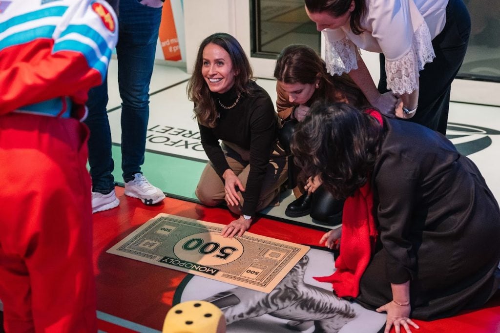 Friends sharing the Monopoly Lifesized London experience