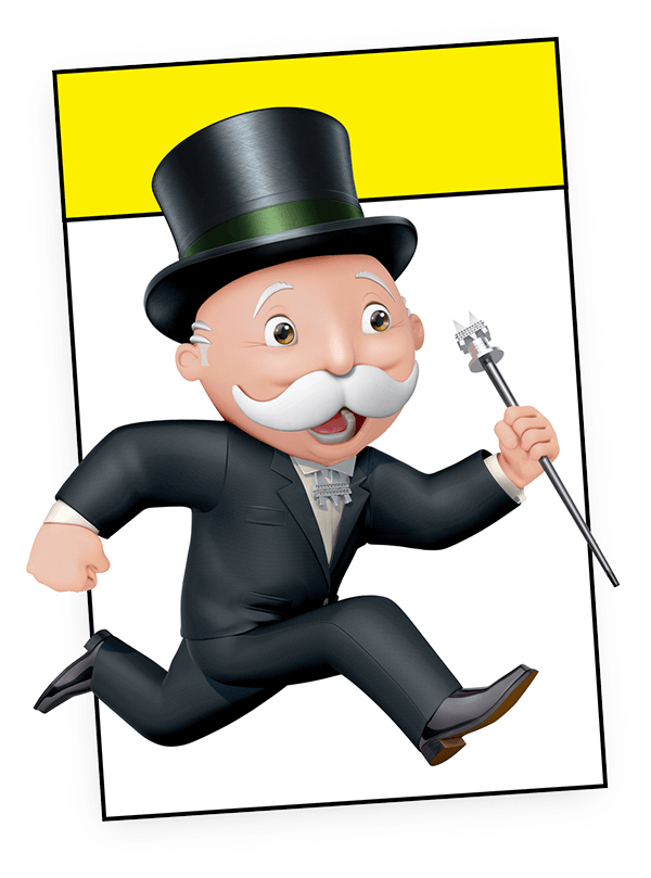 Yellow Mr Monopoly game card graphic
