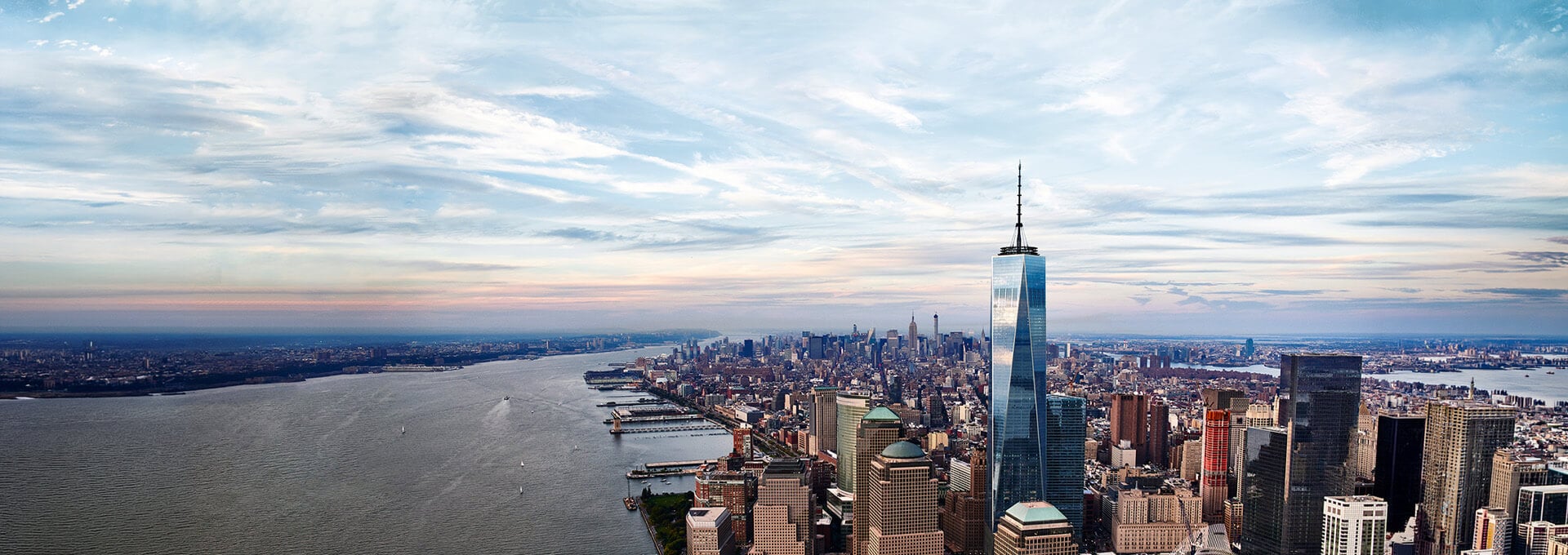 Daytime New York skyline seen from One World Observatory