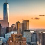 New York skyline at sunset