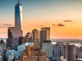 New York skyline at sunset