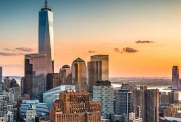 New York skyline at sunset