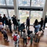 Visitors gathered in the indoor gallery at The View from The Shard