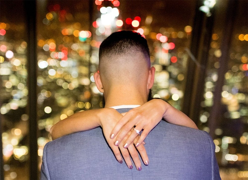 Proposal setup overlooking London at The View from The Shard