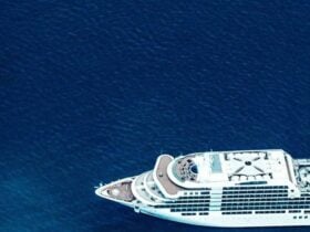 Cruise ship sailing at sea