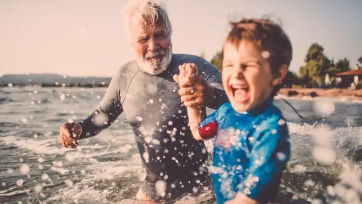 Family enjoying time together by the sea