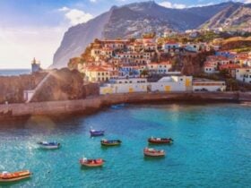 Madeira coastal landscape beneath a clear sky