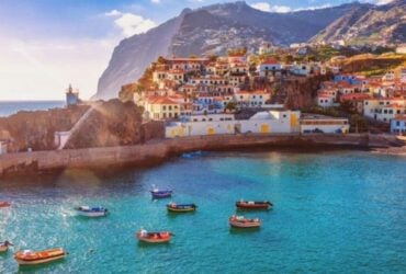 Madeira coastal landscape beneath a clear sky