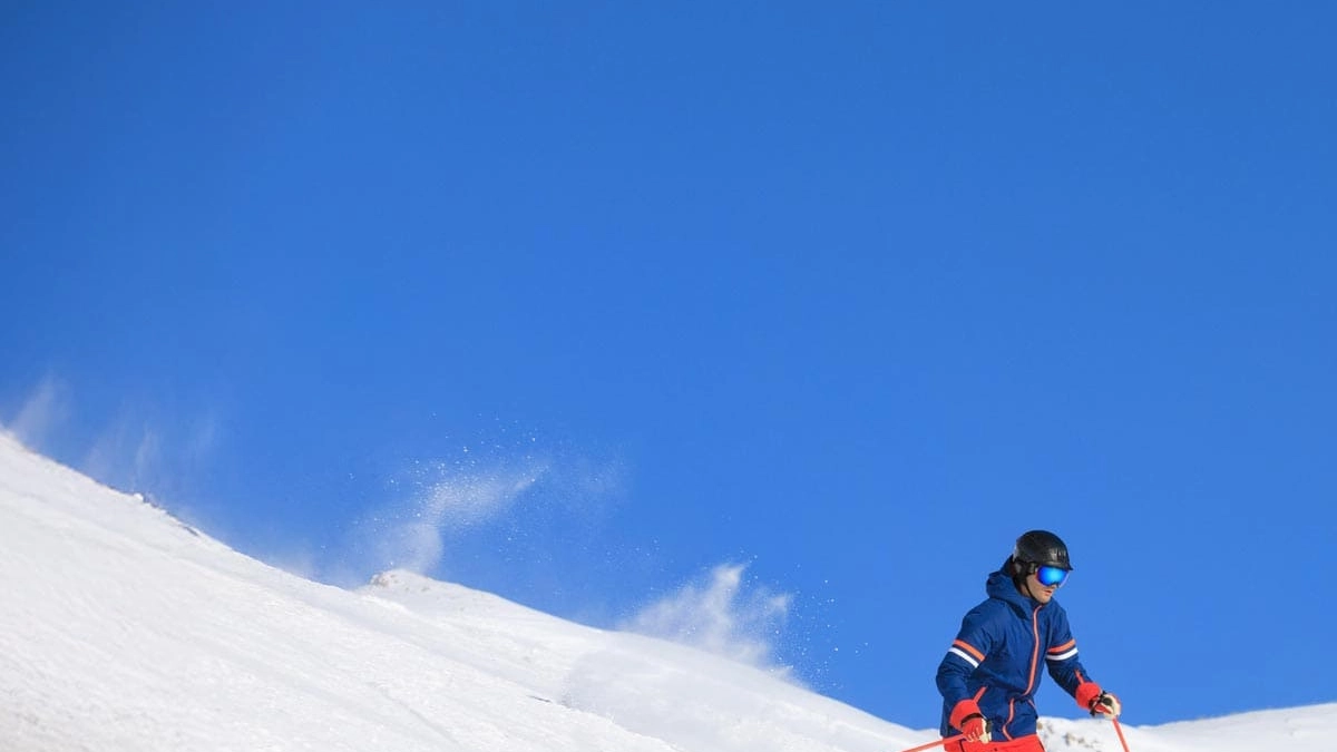 Travellers enjoying a winter sports holiday