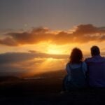 Sunset over a travel destination