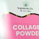 Collagen powder pouch photographed against a simple background