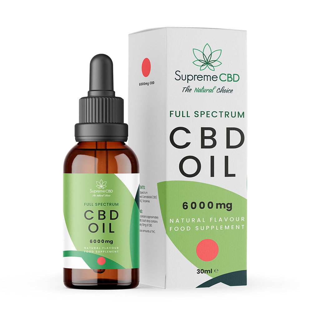 Full spectrum CBD oil bottle and packaging