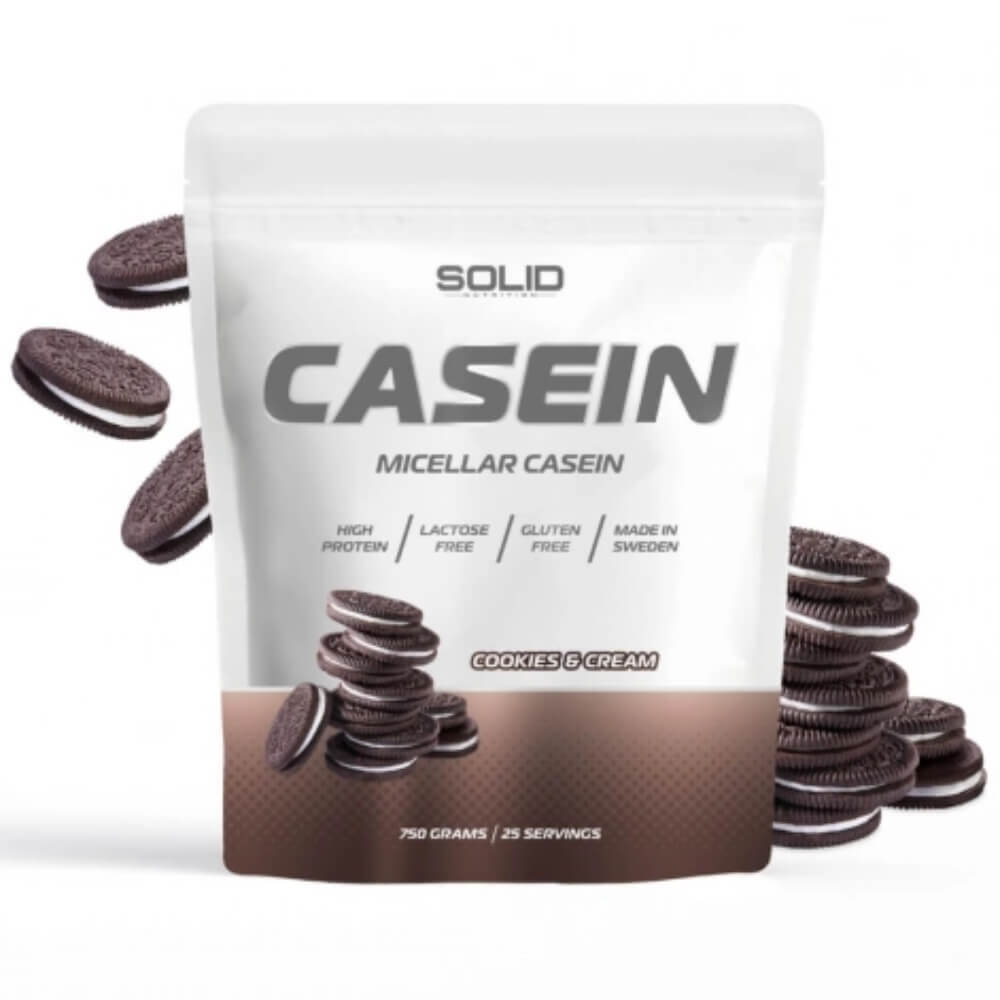 SOLID Nutrition Casein proteinpåse på produktbild