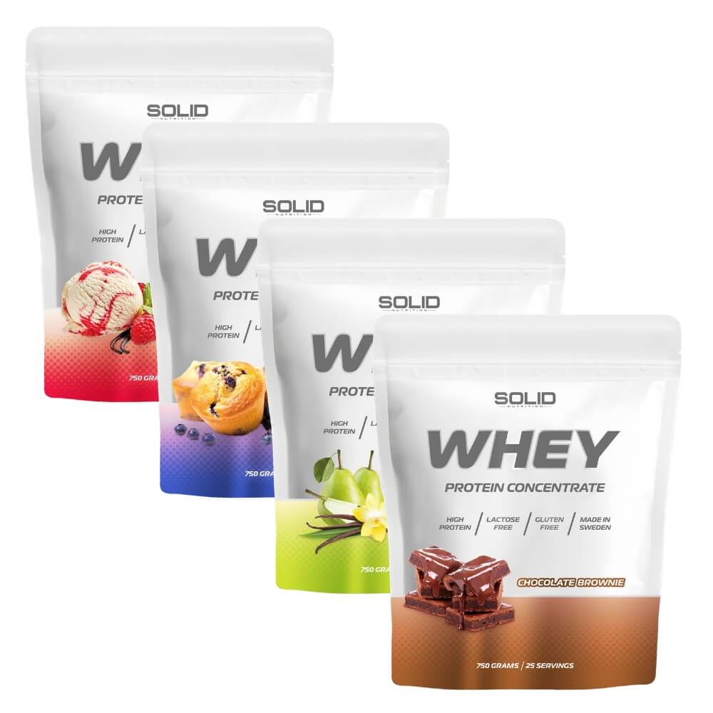 SOLID Whey proteinpulver i produktförpackning