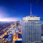 Boston skyline seen from the Prudential Tower at night