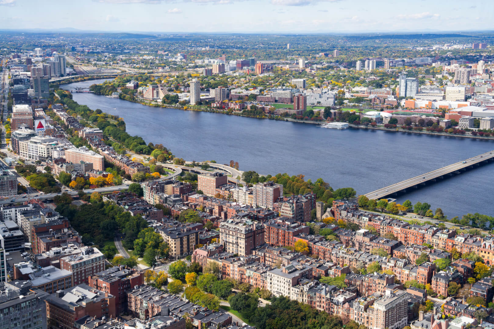 Visitors enjoying a seasonal view from View Boston